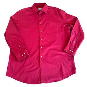 Van Heusen Men's Burgundy Button Up Shirt Flx Wrinkle Free Stretch Regular Large